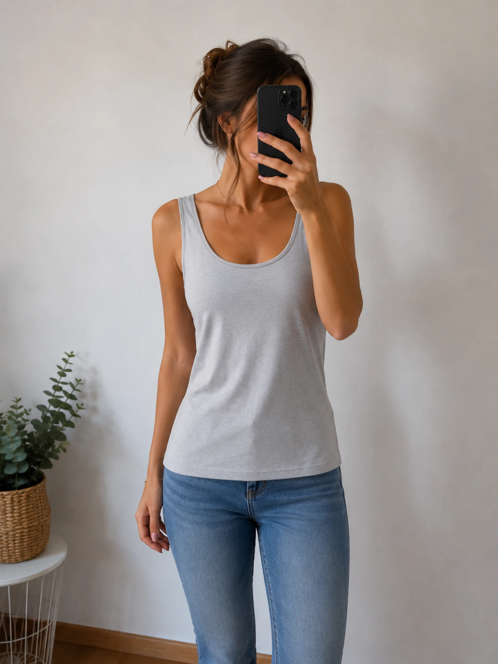 👒 NEW SIZE 40 Pearl gray and silver trim tank top Tex 👒 – photo 2